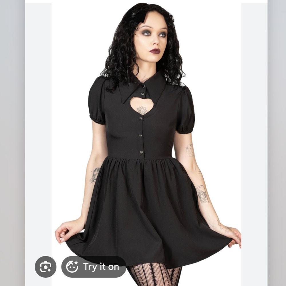 Killstar Fozia Black Heart-Cutout Mini Dress XS